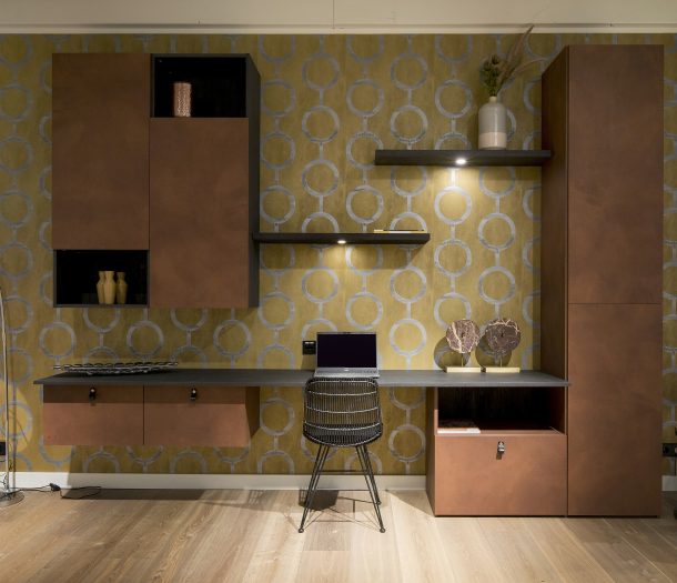Wandmeubel op maat kast met bureau hybride werkplek_Allure
