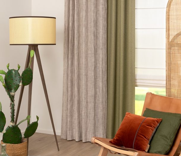 Gordijnen – groen en beige – overgordijnen – NeoNature – A House of Happiness