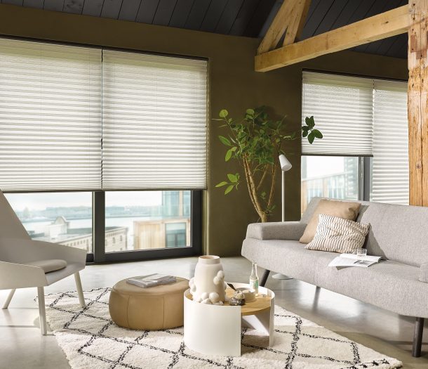 Plisse gordijnen op maat woonkamer