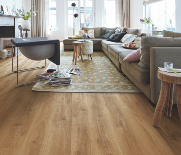 Robuuste houtlook Meister laminaat vloer in de woonkamer