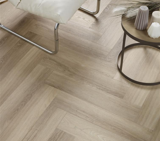 PVC-vloer visgraat Bosrand beige