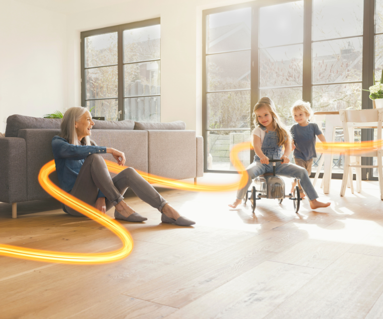 Houtlook vloer met eFLOOR vloerverwarming in de woonkamer