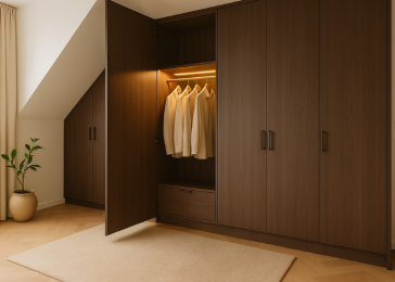 Donkerbruine kledingkast op maat gemaakt