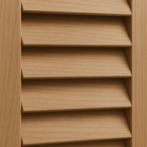 Detailfoto van beige shutters Detailfoto van beige shutters