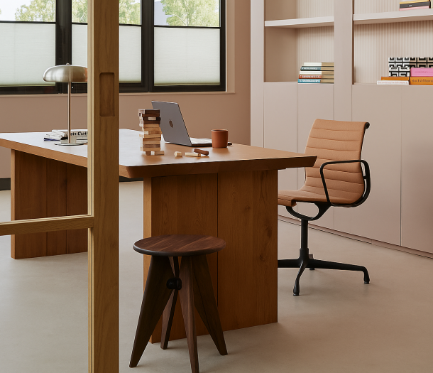 Parade Studio vloerkleed karpet – voorbeeld zonder vloerkleed werkkamer