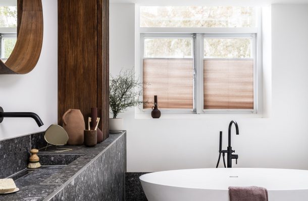 Duette shades Bece in de badkamer