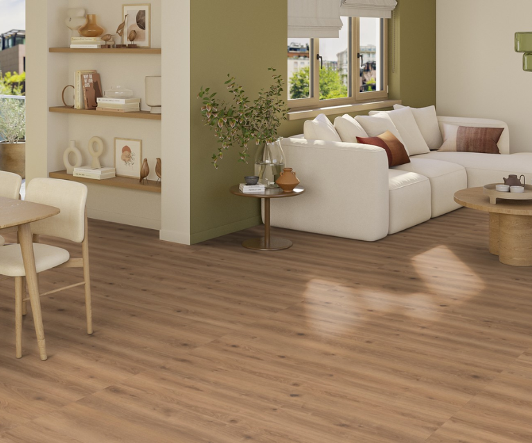 Hagen brown pvc vloer rechte plank in de woonkamer