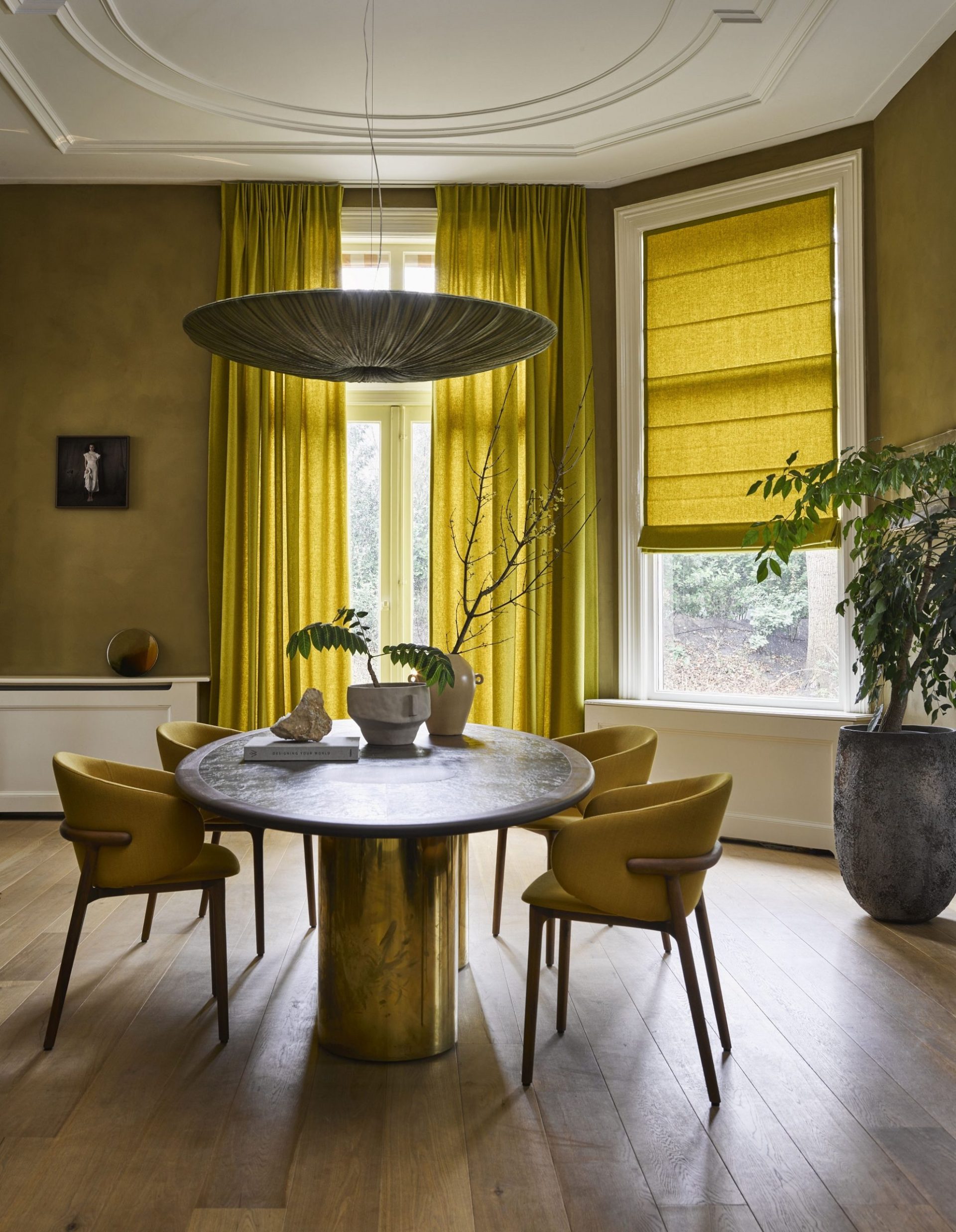 Toppoint Moved gordijnen gecombineerd met vouwgordijnen in de eetkamer