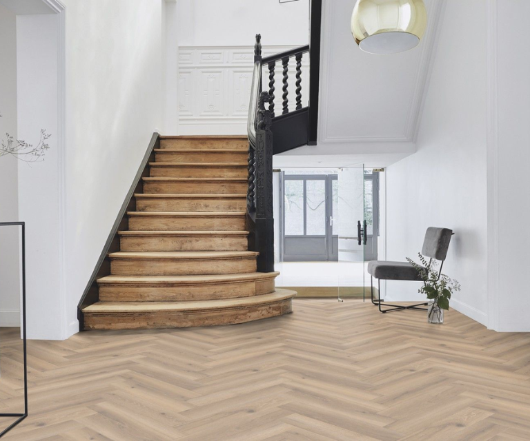 Vels nutmeg pvc vloer visgraat
