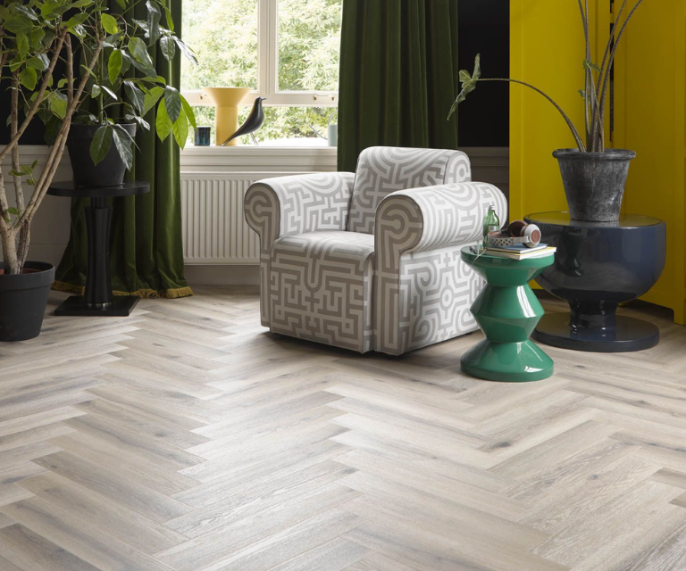 Vels nutmeg pvc vloer visgraat
