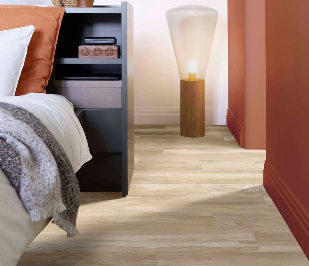 Lichte eiken look pvc-vloer in de slaapkamer