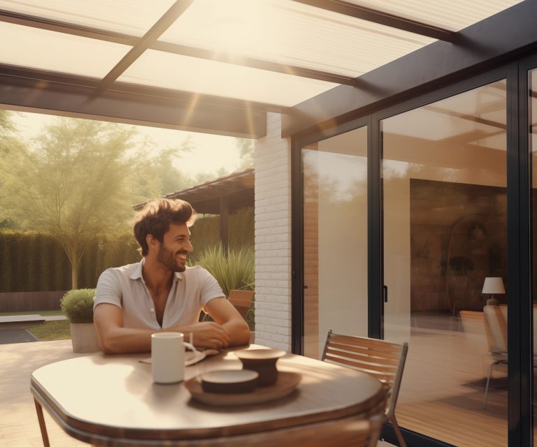 mooimerk_A_happy_man_is_chilling_at_the_dining_table