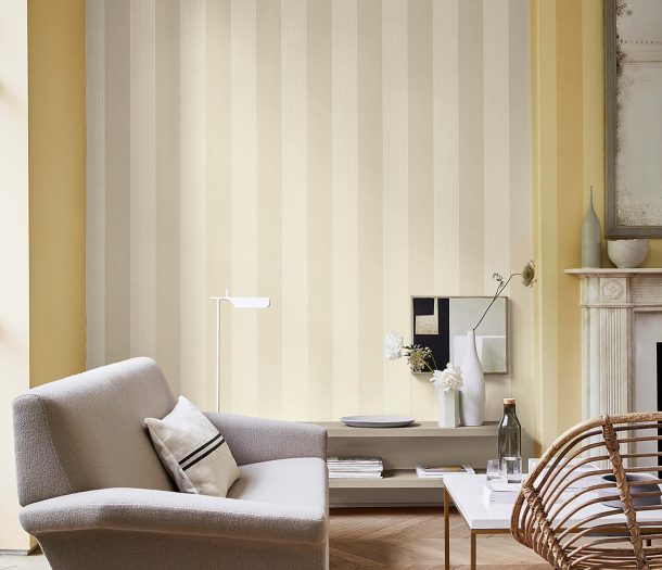 Behang Little Greene Elephant stripes sharp stone